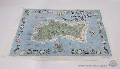 Vintage Herm Island Souvenir Tea Towel Map All Cotton Made in Ireland