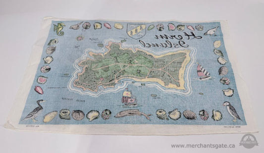 Vintage Herm Island Souvenir Tea Towel Map All Cotton Made in Ireland