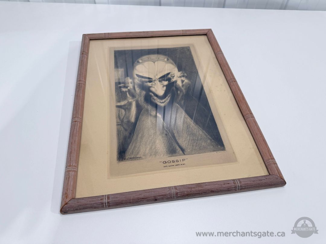 Vintage c.1920s Guy A. Wiggins “Gossip” Framed Print 13x18 House of Art NY