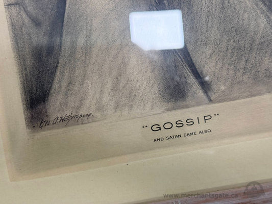 Vintage c.1920s Guy A. Wiggins “Gossip” Framed Print 13x18 House of Art NY