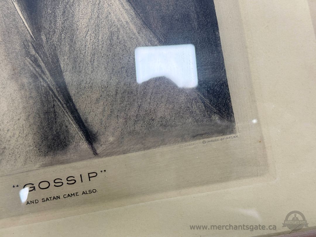 Vintage c.1920s Guy A. Wiggins “Gossip” Framed Print 13x18 House of Art NY