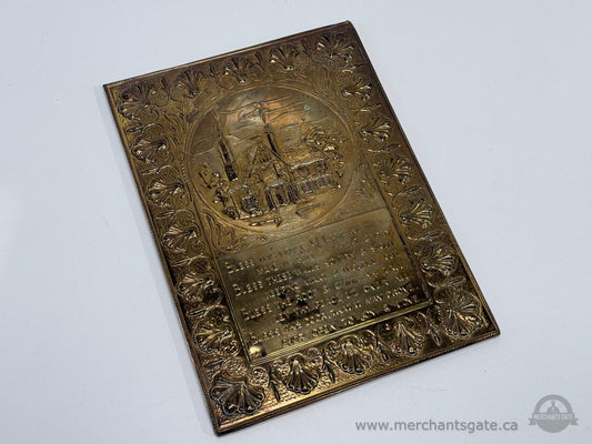 Vintage Brass Bless This House Wall Plaque Cottage Prayer Decor