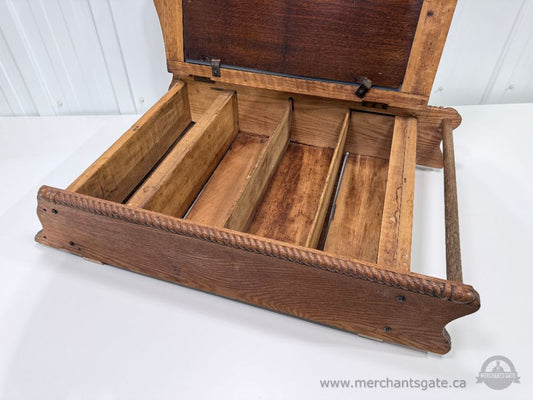 Antique Oak Wall Mount Medicine Cabinet with Mirror and Towel