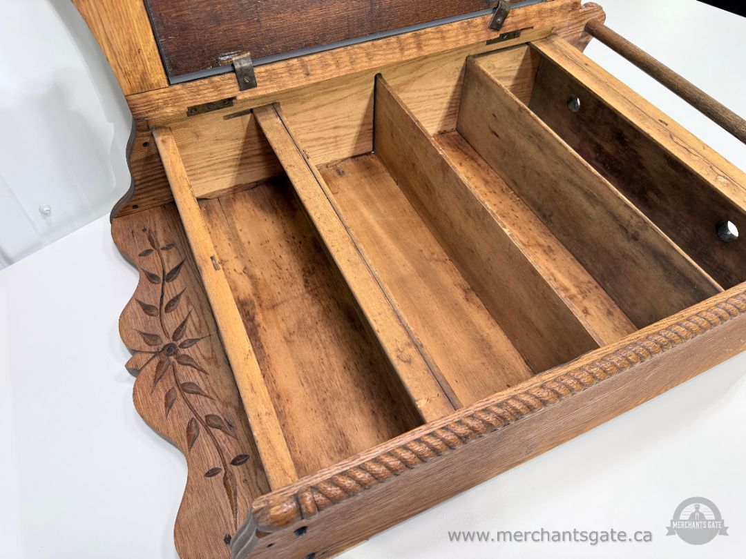 Antique Oak Wall Mount Medicine Cabinet with Mirror and Towel
