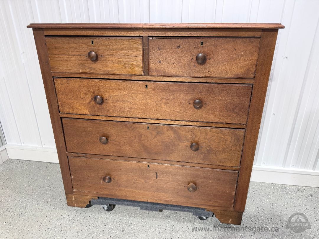 Antique Solid Wood 5 Drawer Dresser Chest – Primitive Farmhouse Style