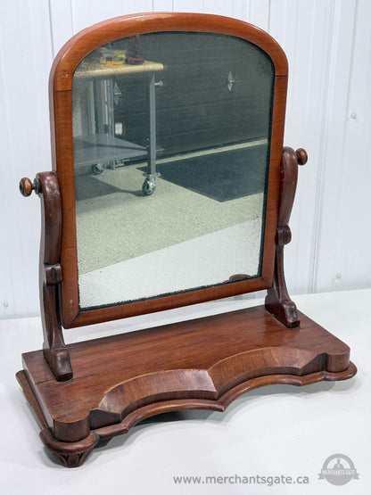 Antique Wooden Tabletop Vanity Mirror with Adjustable Tilt