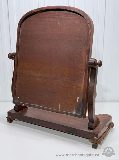 Antique Wooden Tabletop Vanity Mirror with Adjustable Tilt
