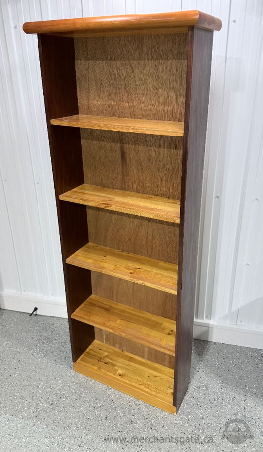 Tall Solid Wood Narrow Vintage Bookcase – 5 Shelf Display Cabinet