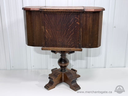 Vintage Wooden Sewing Cabinet Side Table 3 Drawers Drop Leaf