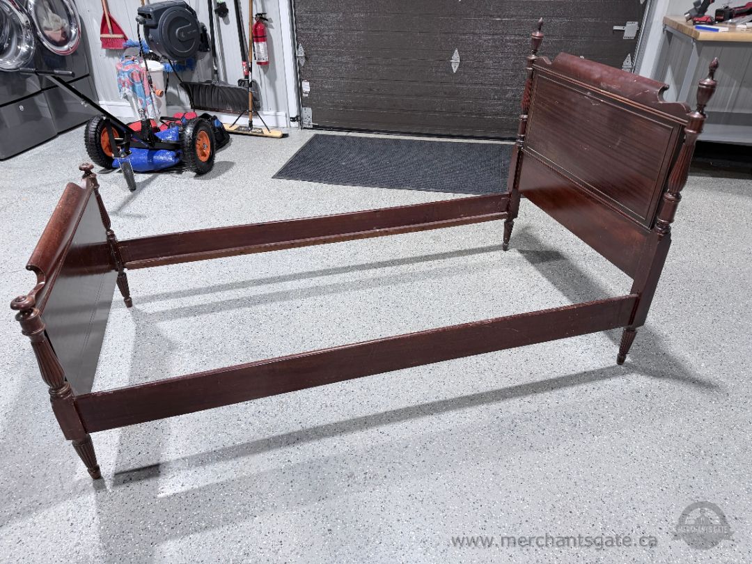 Vintage Solid Wood Single Bed Frame with Turned Posts