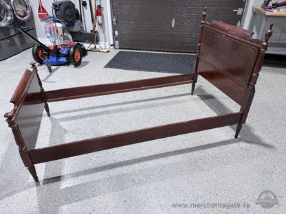 Vintage Solid Wood Single Bed Frame with Turned Posts