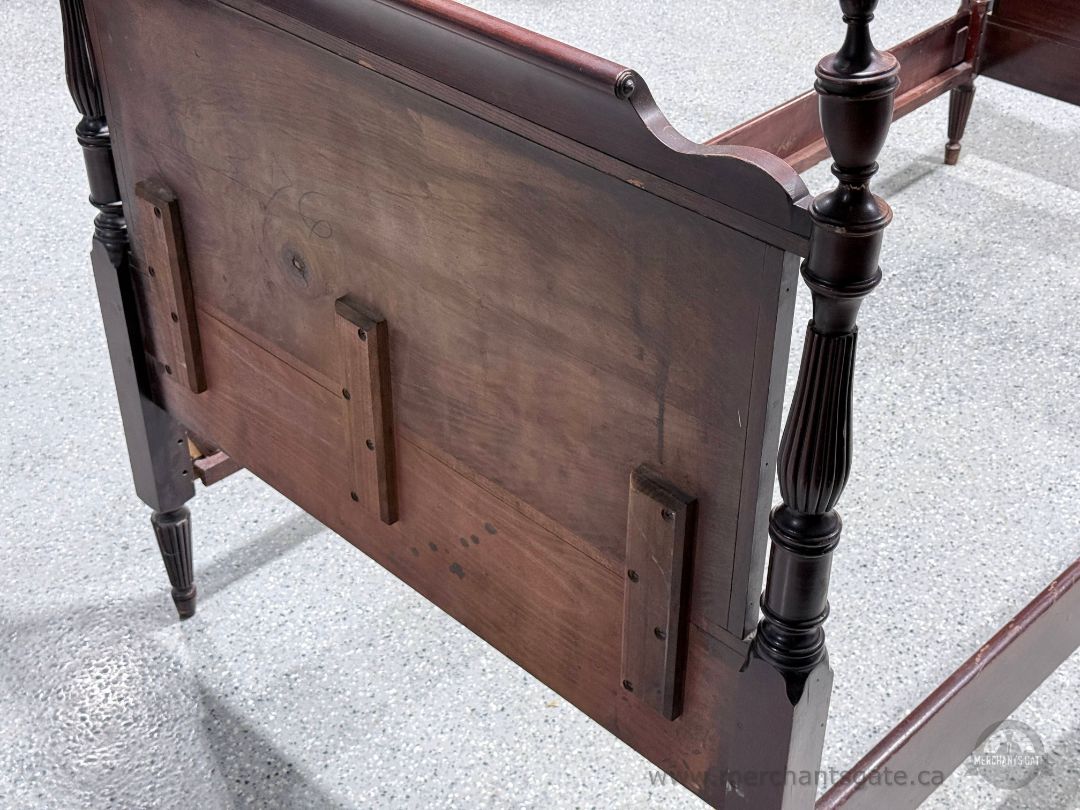 Vintage Solid Wood Single Bed Frame with Turned Posts