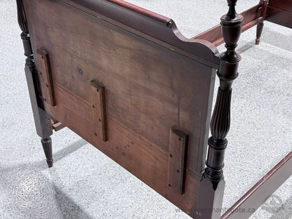 Vintage Solid Wood Single Bed Frame with Turned Posts