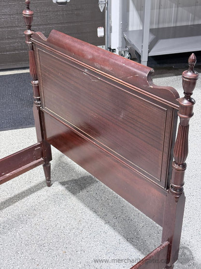 Vintage Solid Wood Single Bed Frame with Turned Posts