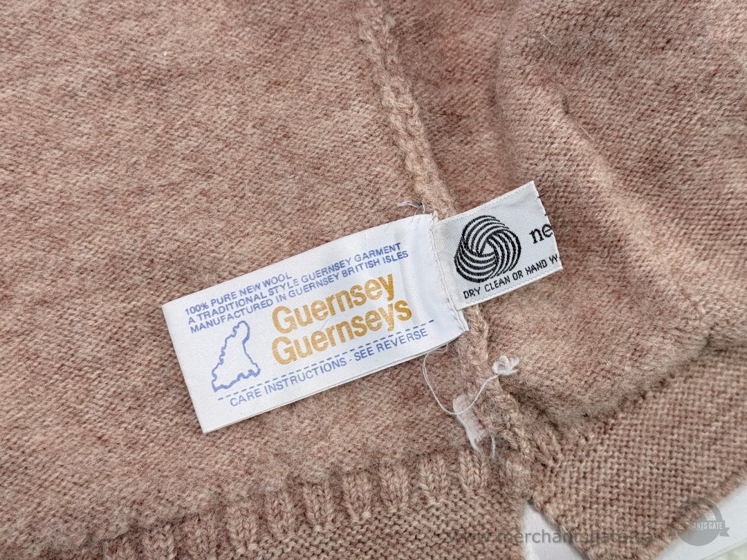 Vintage Guernsey Guernseys 100% Pure New Wool Zip Cardigan Sweater British Isles – 1980s