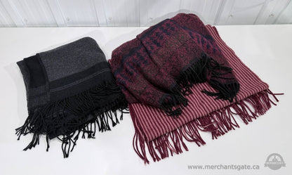 Set of 3 Vintage Scarf Lot Split Wrap Shawl Wool Blend Japan