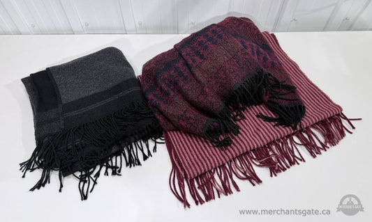 Set of 3 Vintage Scarf Lot Split Wrap Shawl Wool Blend Japan