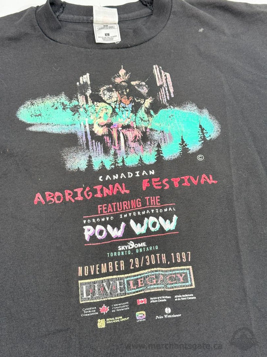 Vintage 1997 Canadian Aboriginal Festival Pow Wow T-Shirt Toronto SkyDome – Made in Canada