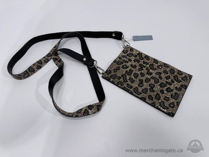 Jacqueline Kent Rhinestone Leopard Print Crossbody Phone Wallet ID Holder Purse