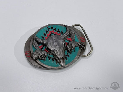 Vintage Buffalo Skull Western Belt Buckle M-8 Made in USA