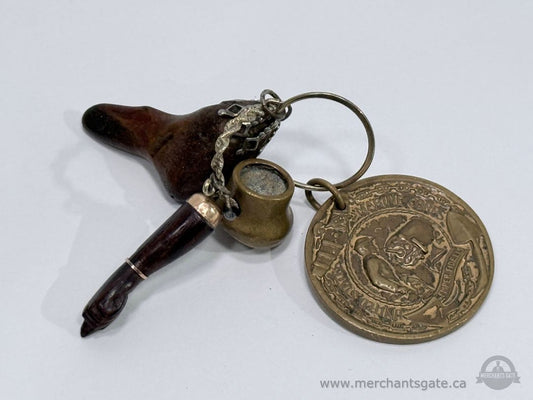 United States Marine Corps Keychain Vintage USMC Medallion with Wooden Charms