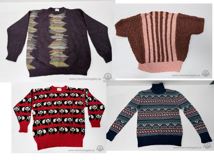 Vintage Knit Sweater Lot of 4 – Alpaca, Fair Isle, Panda & Handmade Crochet (Women’s M est.)