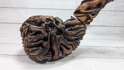 LARGE Hand Carved Dragon Root Ball Wood Tobacco Pipe 22" Long!