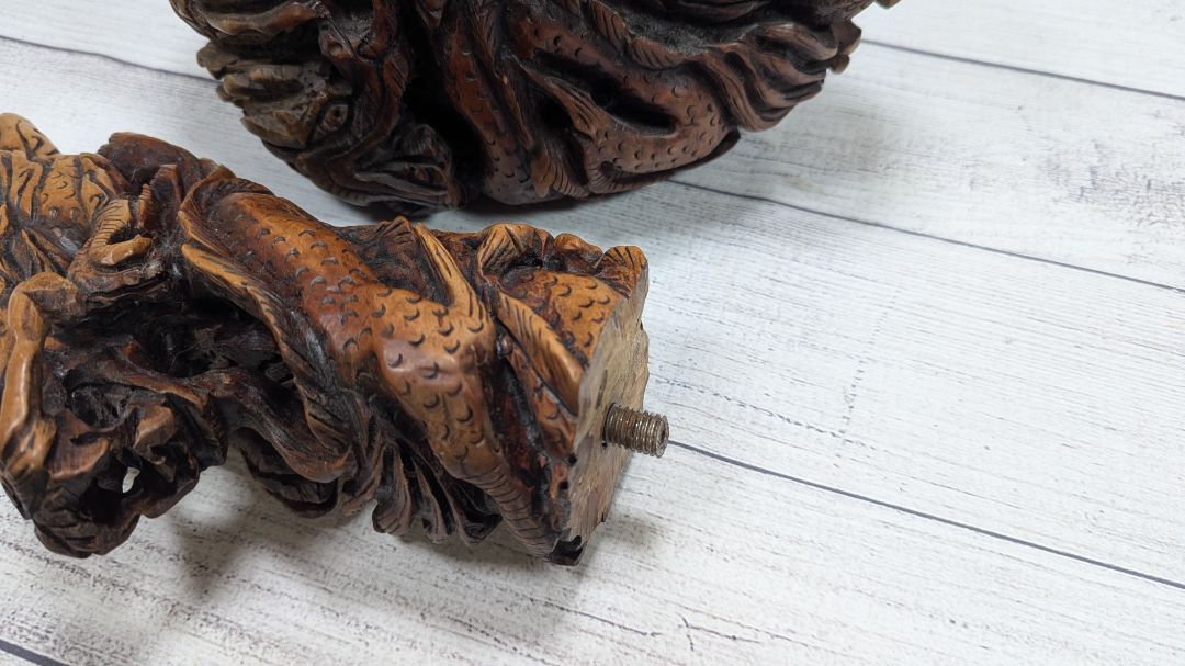 LARGE Hand Carved Dragon Root Ball Wood Tobacco Pipe 22" Long!