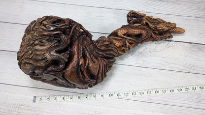 LARGE Hand Carved Dragon Root Ball Wood Tobacco Pipe 22" Long!