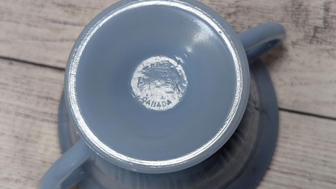 Pyrex Made in Canada Delphite Blue Sugar Bowl