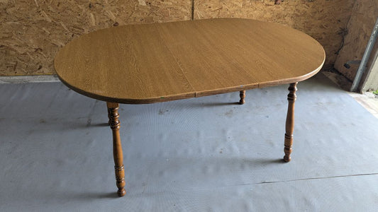 Oak Veneer Dining Table With Removable Leaf Turned Legs 60cm x 42cm x 30cm High