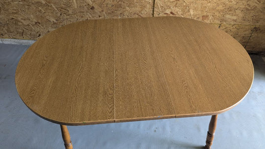 Oak Veneer Dining Table With Removable Leaf Turned Legs 60cm x 42cm x 30cm High