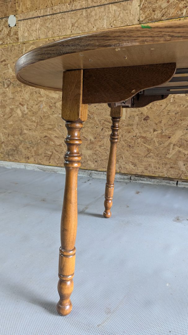 Oak Veneer Dining Table With Removable Leaf Turned Legs 60cm x 42cm x 30cm High