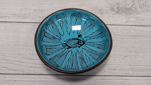 Blue Egyptian Faience Porcelain Fish Bowl British Museum Reproduction 1965-1975