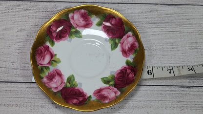 Royal Albert Rose Gold Gilt Cabbage Rose 5 3/4" Plate