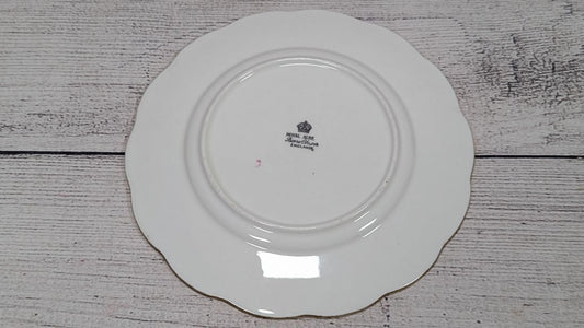 Royal Albert Crown China Rose Gold Gilt Cabbage Rose 6" 3/4" Plate