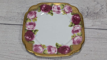 Royal Albert Rose Gold Gilt Cabbage Rose 7" Plate