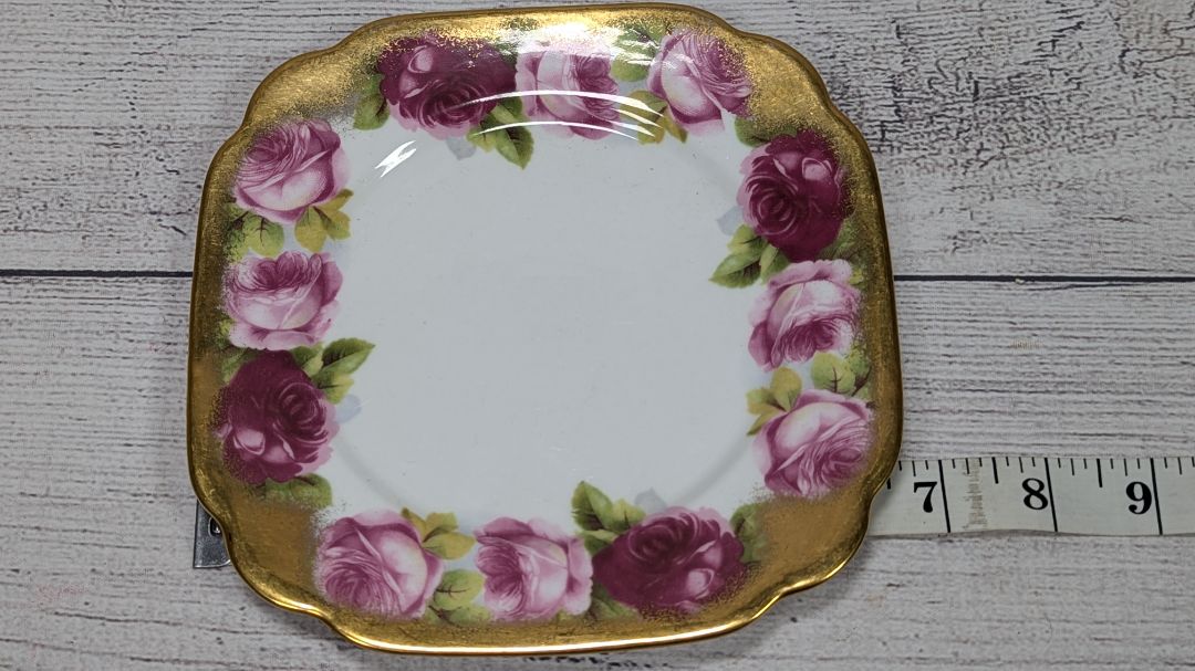 Royal Albert Rose Gold Gilt Cabbage Rose 7" Plate