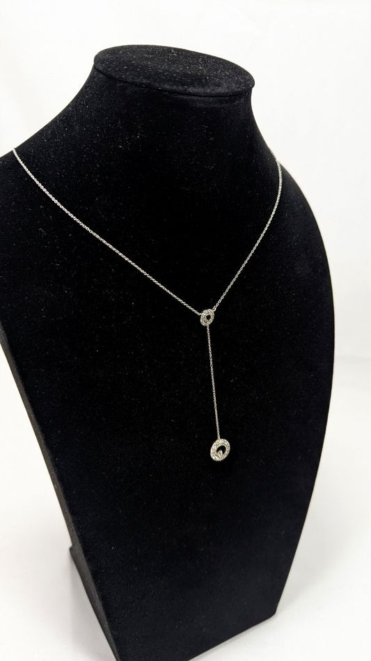 Sterling Silver CZ Stone Lariat .925 Necklace