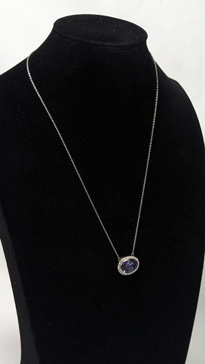 Swarvoski Christi Sterling 925 18" Necklace + Lavender Crystal Pendant