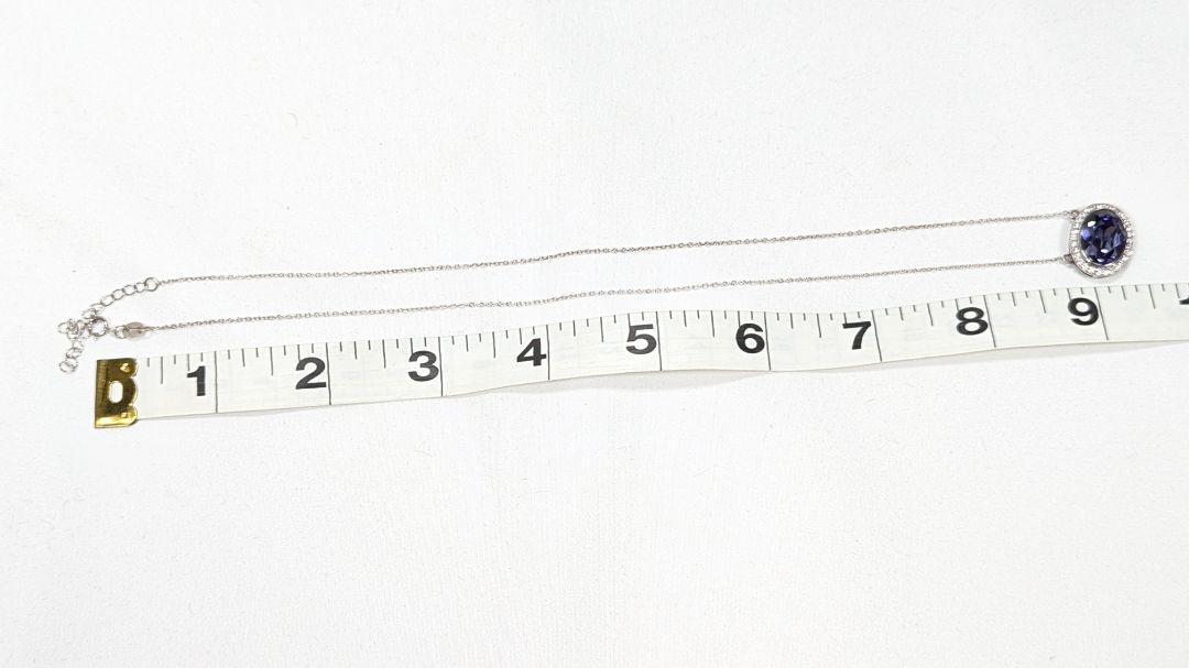 Swarvoski Christi Sterling 925 18" Necklace + Lavender Crystal Pendant