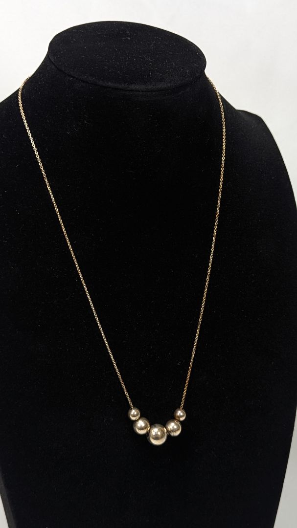Sterling Silver Gold Colour Rolo Necklace + 5 Silver Beads / 925 Stamped / 18"
