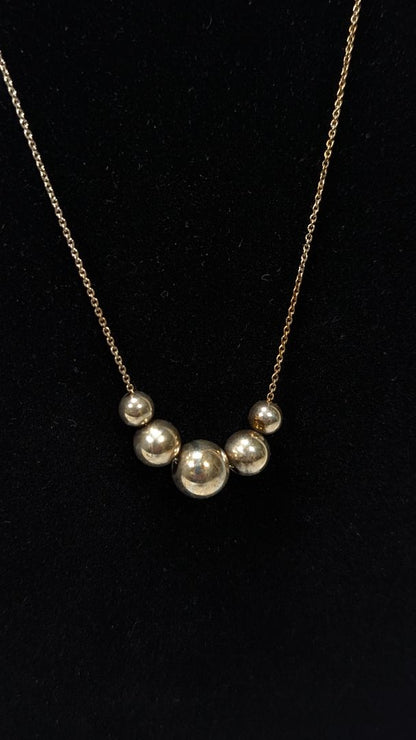 Sterling Silver Gold Colour Rolo Necklace + 5 Silver Beads / 925 Stamped / 18"