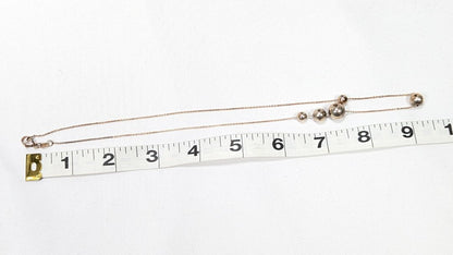 Sterling Silver Gold Colour Rolo Necklace + 5 Silver Beads / 925 Stamped / 18"
