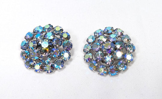Vintage Aurora Borealis Clip-On Earrings - Unsigned