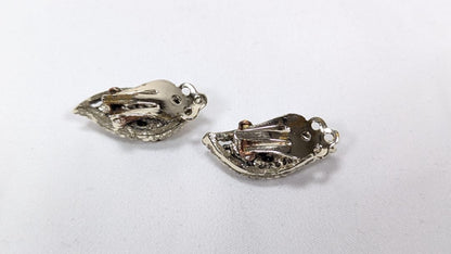 Vintage Multi Pastel Topaz Rhinestone Clip On Earrings 1960s AB Leaf Earclimbers