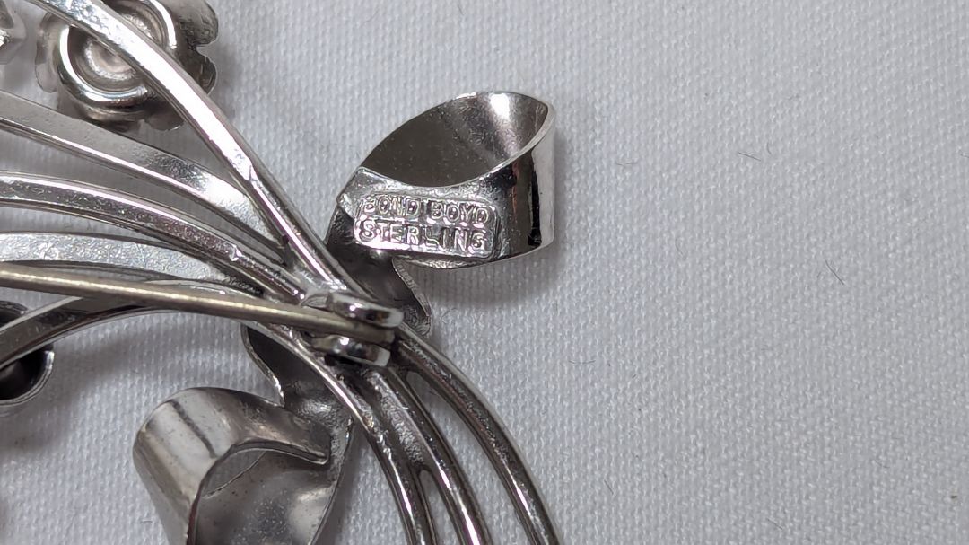 Vintage Sterling Silver Floral Brooch Flower Spray Bond Boyd
