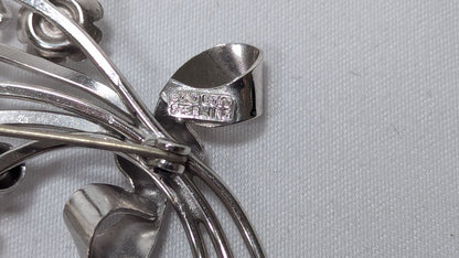 Vintage Sterling Silver Floral Brooch Flower Spray Bond Boyd