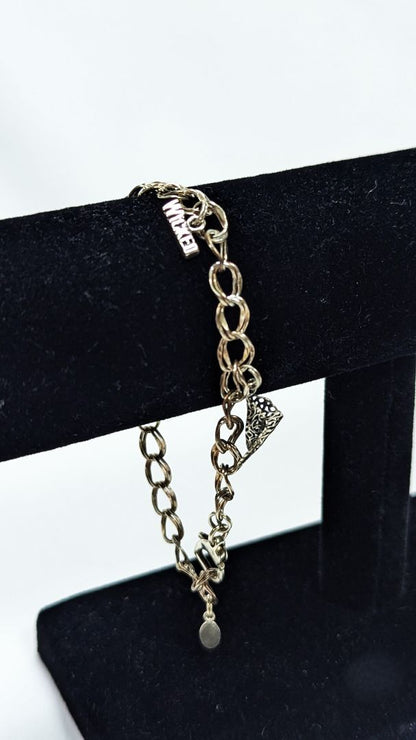 Sterling Silver Charm Bracelet + 4 Charms