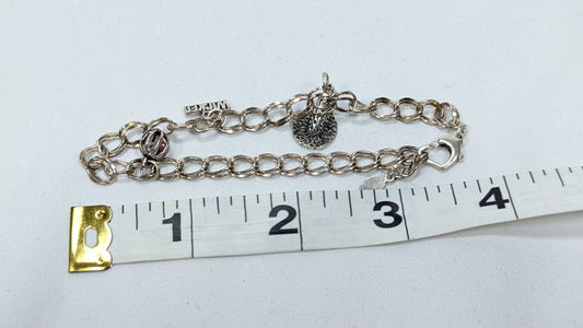 Sterling Silver Charm Bracelet + 4 Charms